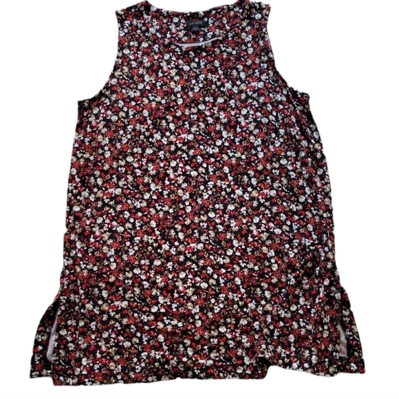 J.Jill Wearever Collection Sleeveless Red Floral Tank Top Medium Tall - Picture 2 of 7